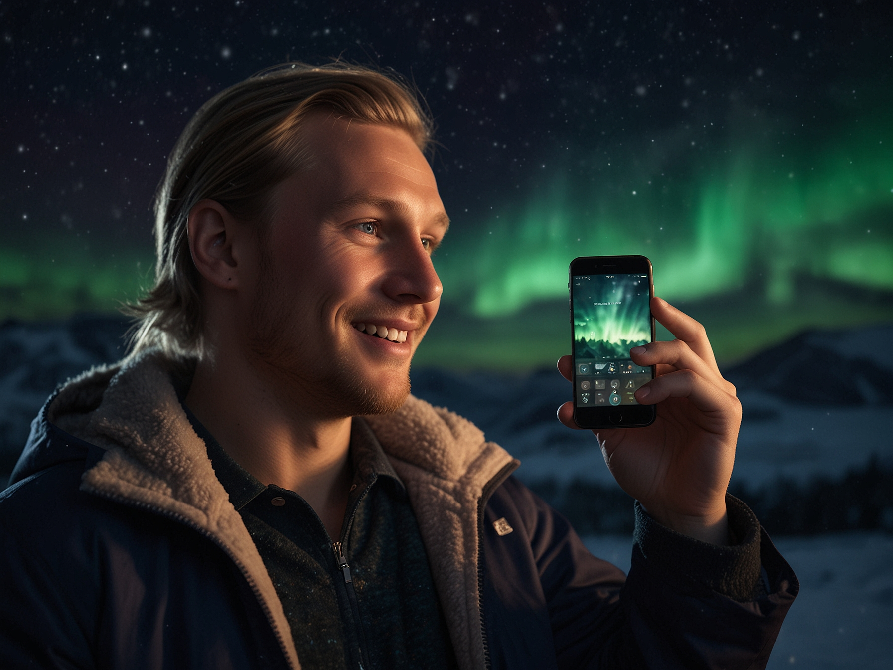 Norwegian player celebrating with mobile showing Shotz Casino